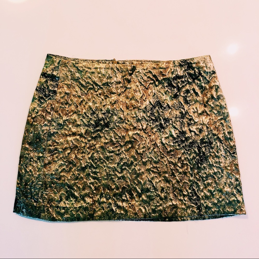 Zara gold foil mini skirt